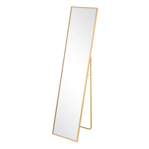 Espejo de pie dorado de aluminio de 151x35 cm