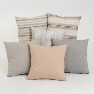 Set 6 cojines decorativos de 45x45 cm marrón y gris con relleno