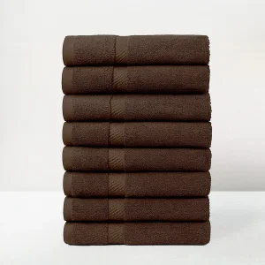 Juego de 8 toallas de baño color marrón oscuro de 140x70 cm de 550gr/m²