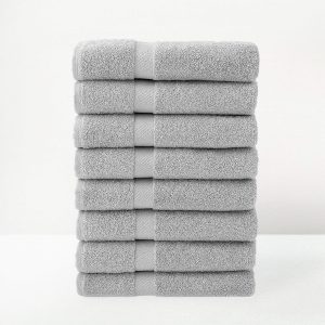Juego de 8 toallas de baño color gris claro de 140x70 cm de 550gr/m²