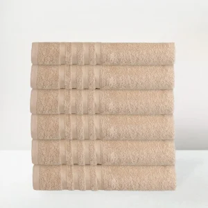 Juego de 6 toallas de sábana color beige de 150x100 cm de 450gr/m²