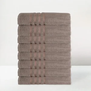 Juego de 8 toallas de baño color marrón de 140x70 cm de 450gr/m²