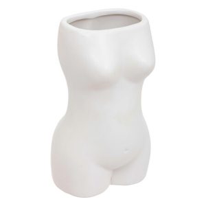 JARRON FORMA COS SOLEYA CERAMICA BLANCA. 17 CM ALTURA