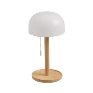 Lámpara LED de Bambú Natural 15x15x28 cm con Tres Colores
