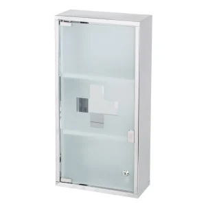 Armario Botiquin de Acero Inoxidable y Cristal 30x12x60 cm