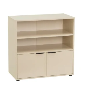 Estanteria Mei con 2 Baldas y 2 Puertas Beige 60x28x60 cm
